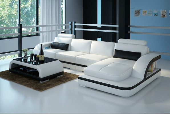 Canapé en cuir Canapé Paysage de vie Canapé d'angle Suite d'angle Design Canapé moderne G8011C