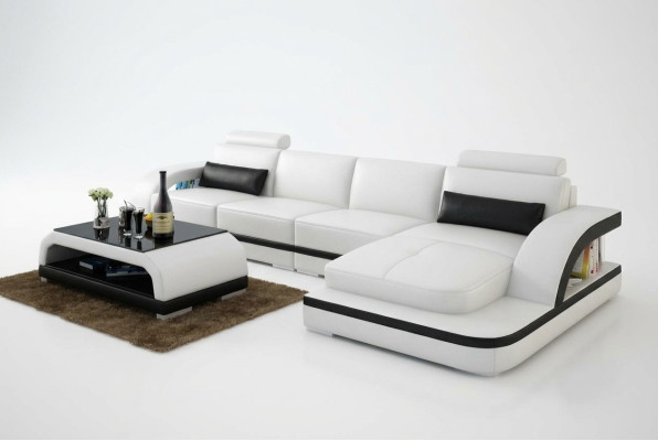 Canapé en cuir Canapé Paysage de vie Canapé d'angle Suite d'angle Design Canapé moderne G8011C