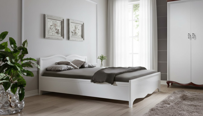 Lit double Milano Classique Lits de mariage Chambre en bois Designer neuf MI-2