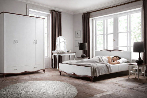 Lit double Chesterbett Lit Lits Rembourrage Textile Classique Bois Chambre à coucher neuf