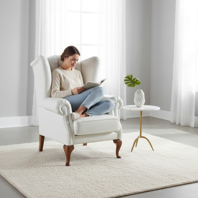 Fauteuil Chesterfield en cuir pleine fleur, Fauteuil TV classique, Fauteuil à ailes CL-FOTEL