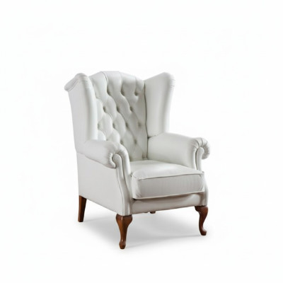 Fauteuil Chesterfield en cuir pleine fleur, Fauteuil TV classique, Fauteuil à ailes CL-FOTEL