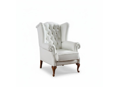 Fauteuil Chesterfield en cuir pleine fleur, Fauteuil TV classique, Fauteuil à ailes CL-FOTEL