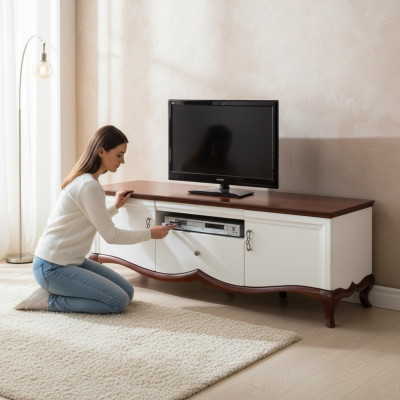 Bois véritable Artisanat solide Classique r base cabinet TV cabinet MI-RTVD
