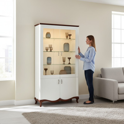 Bois massif Bois réel Artisanat Classique Vitrine Vitrines Armoire Vitrines MIW2