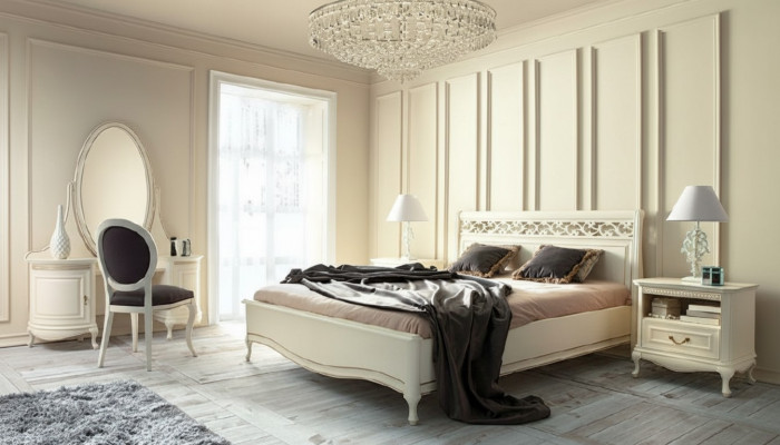 Ensemble de lit de luxe exclusif 5 pièces de style italien avec lit double design.