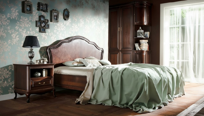Lit classique Lit double Lit en cuir Chippendale Chambre à coucher Verona V