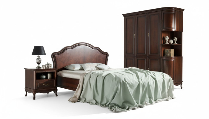 Lit classique Lit double Lit en cuir Chippendale Chambre à coucher Verona V