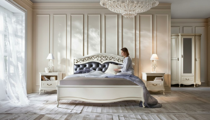 Chambre de style italien Meubles complets Lit Table de chevet Armoire Commode 2