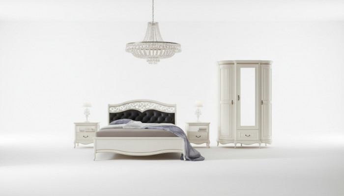 Chambre de style italien Meubles complets Lit Table de chevet Armoire Commode 2