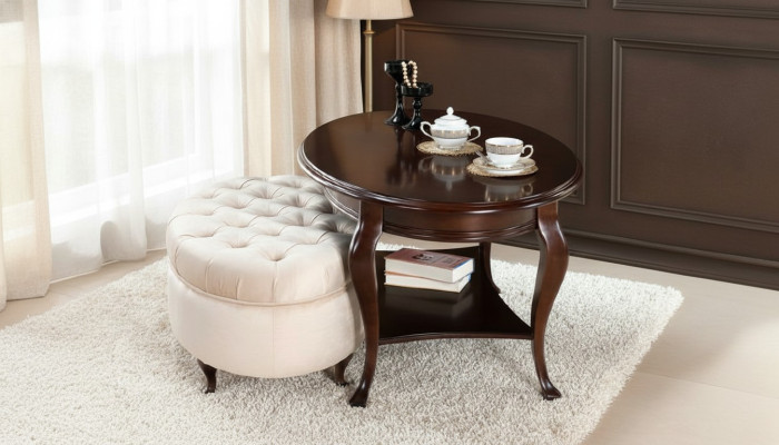 Tabouret rond tabouret en cuir ottoman avec table table de service ensemble de 2 pièces Suite Verona