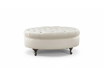 Tabouret en cuir Tabouret rond Tabouret Chippendale Ottoman classique - Modèle V-Ottoman