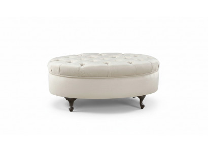 Tabouret en cuir Tabouret rond Tabouret Chippendale Ottoman classique - Modèle V-Ottoman