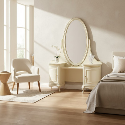 Miroir de maquillage de console classique Coiffeuse Commode - Modèle coiffeuse V