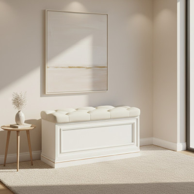 Pufa Tabouret Tabouret Coffre en cuir véritable Armoire Dressing Penderie nouvelle