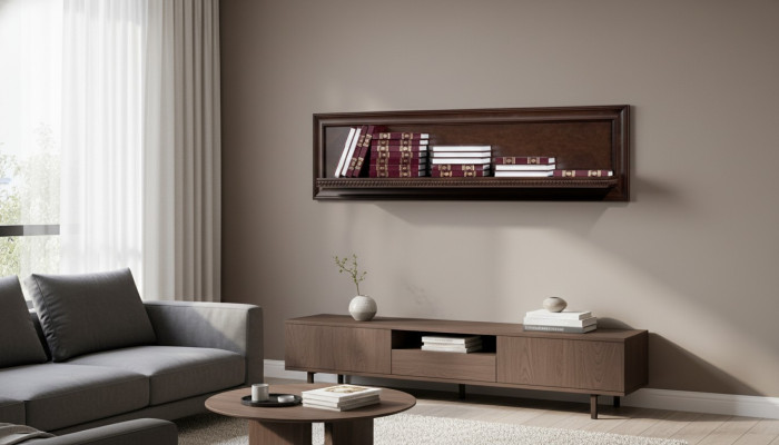 Salon Bibiothèque XXL en bois massif 131cm Etagère Étagères - Modèle V-P1