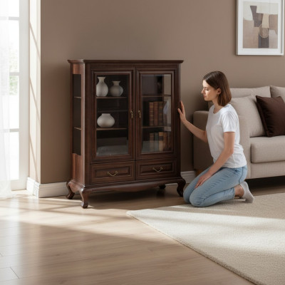Vitrine classique Vitrine armoire en bois massif Vitrine V-W 3-4 en verre