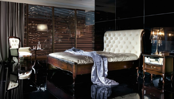 Chesterfield Lit Lit Double Revêtement en cuir véritable Lits avec Swarovski possible