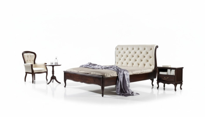 Chesterfield Lit Lit Double Revêtement en cuir véritable Lits avec Swarovski possible