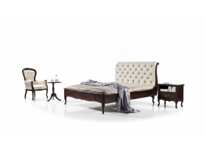 Chesterfield Lit Lit Double Revêtement en cuir véritable Lits avec Swarovski possible