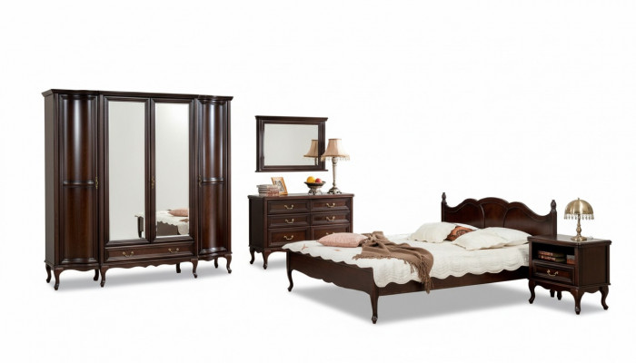 Style de chambre italien Mobilier complet Lit Table de chevet Armoire Commode 1