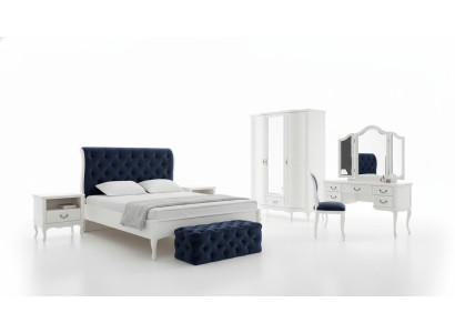 Ensemble de chambre Designer Lit Chesterfield Tables de chevet Commode Armoire Mobilier
