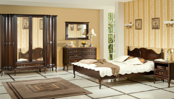 Mobilier de style italien Lit Tables de chevet Armoire commode Coiffeuse Miroir Complet