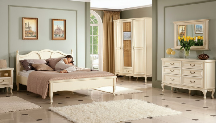 Chambre à coucher Ensemble de lit Commode Armoire Table de chevet Mobilier italien neuf