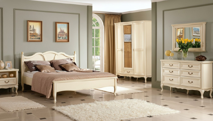 Chambre à coucher Ensemble de lit Commode Armoire Table de chevet Mobilier italien neuf