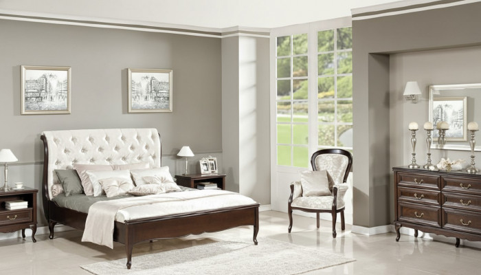 Chambre complète Lit Lit double Tables de chevet Commode Fauteuil Chippendale Royal