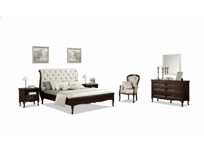 Chambre complète Lit Lit double Tables de chevet Commode Fauteuil Chippendale Royal