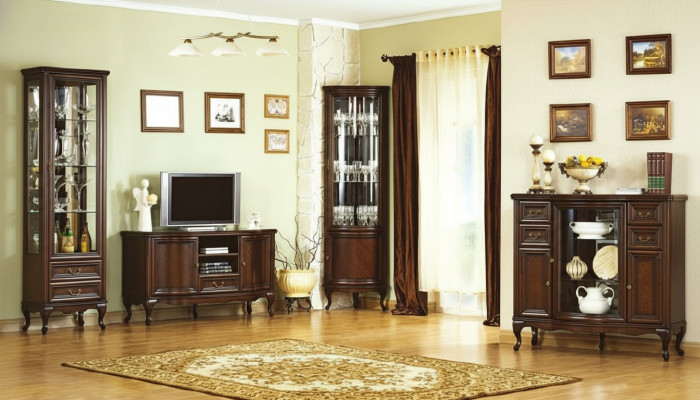 4 pièces ensemble de meubles de salon Style italien Commode Vitrine Meuble TV Chippendale