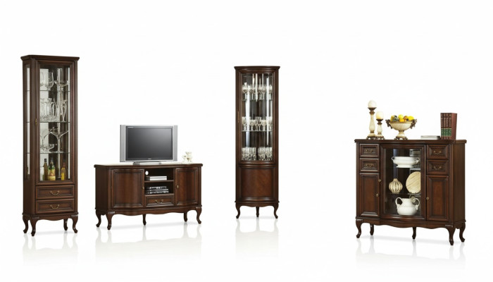 4 pièces ensemble de meubles de salon Style italien Commode Vitrine Meuble TV Chippendale