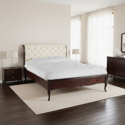 Lit Chesterfield Lits Lit double Lit de mariage Meubles italiens Bois Cuir Textile