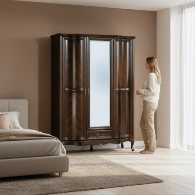 Armoires de garde-robe Unité murale de garde-robe 3 portes Bois neuf Meubles italiens