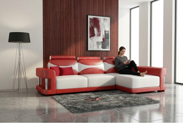 Canapé d'angle Ensemble canapé d'angle Suite Sofa Upholstery Cuir Paysage vivant Chaise longue Wies