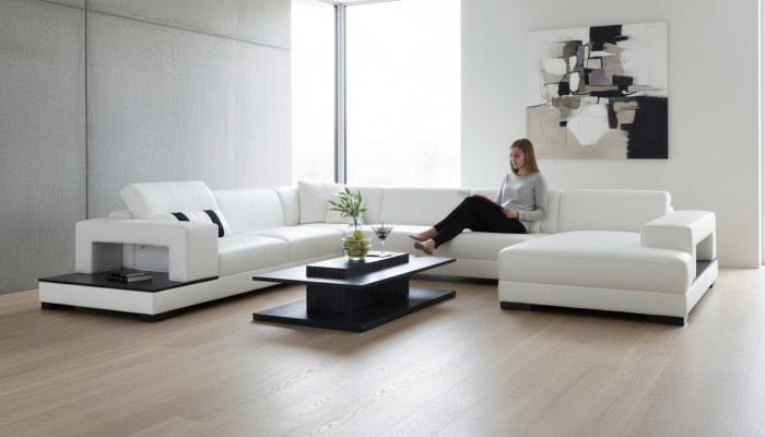 Paysage de vie Canapé Rembourrage Suite d'angle Canapé en cuir de designer Grand canapé neuf
