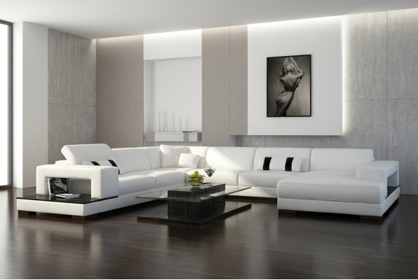 Paysage de vie Canapé Rembourrage Suite d'angle Canapé en cuir de designer Grand canapé neuf