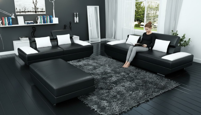 Ensemble de canapés Canapé en cuir 3+2 Canapé rembourré Canapé Ensemble de sofa Ensemble Tabouret Canapés - 2719A