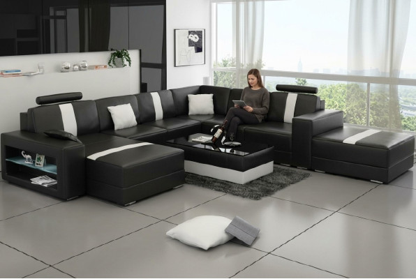 Canapé en cuir Canapé d'angle Canapé Canapé Design Siège Rembourrage Suite Paysage vivant