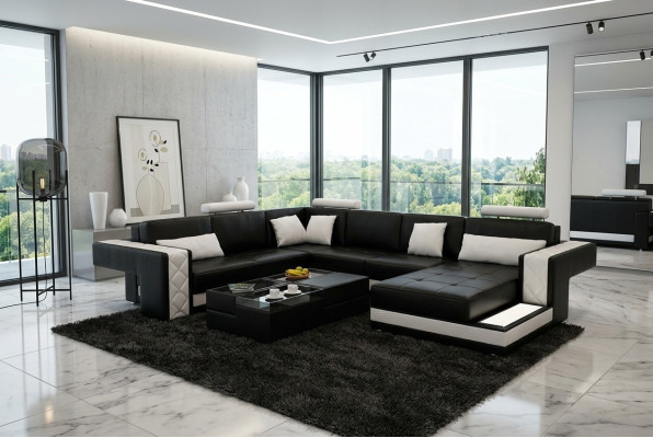 Canapé d'angle Canapé en cuir Grand XXL Forme U Paysage vivant Canapé Canapé Suite nouveau