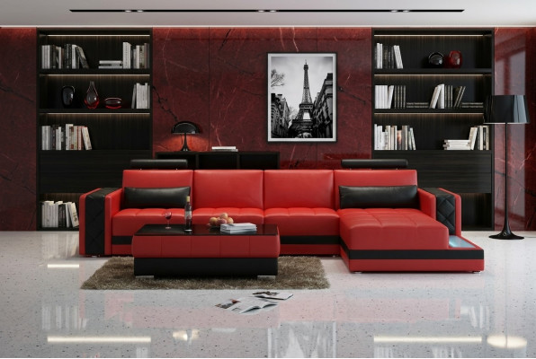 Canapé d'angle Canapé en cuir Grand canapé en U XXL Paysage vivant Canapé Sofa Suite neuf H2211B