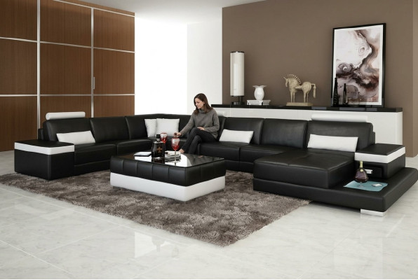 Conception canapé XXL en cuir "Comfort Premium" avec simili cuir de haute qualité.