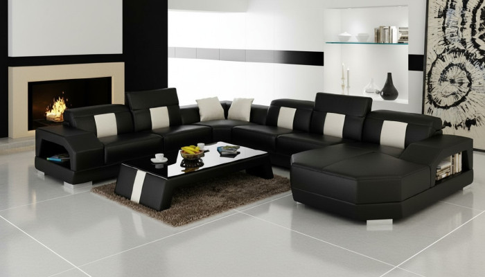 Paysage de vie Canapé Rembourrage Ensemble d'angle Canapé en cuir de designer