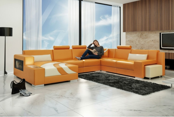 Paysage vivant Canapé Rembourrage Coin Suite Canapé en cuir design Grand canapé neuf V015A