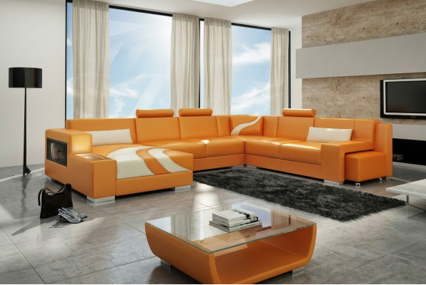 Paysage vivant Canapé Rembourrage Coin Suite Canapé en cuir design Grand canapé neuf V015A