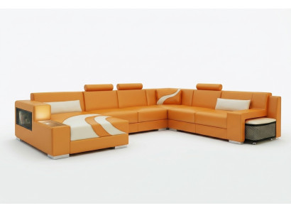 Paysage vivant Canapé Rembourrage Coin Suite Canapé en cuir design Grand canapé neuf V015A