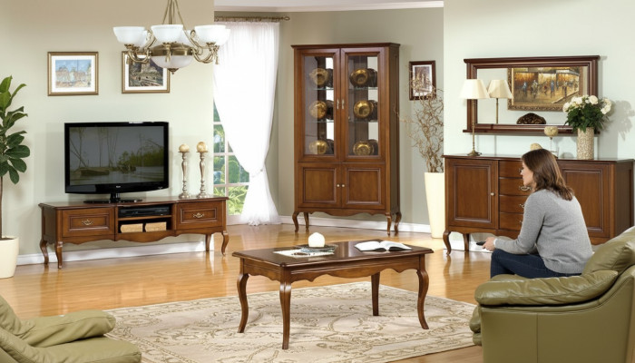 Set de salon Vitrine Meuble télé Table basse Commode Mobilier de style italien classique