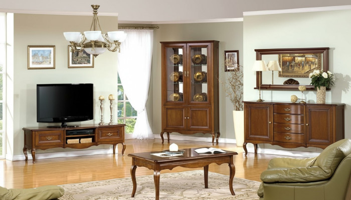 Set de salon Vitrine Meuble télé Table basse Commode Mobilier de style italien classique