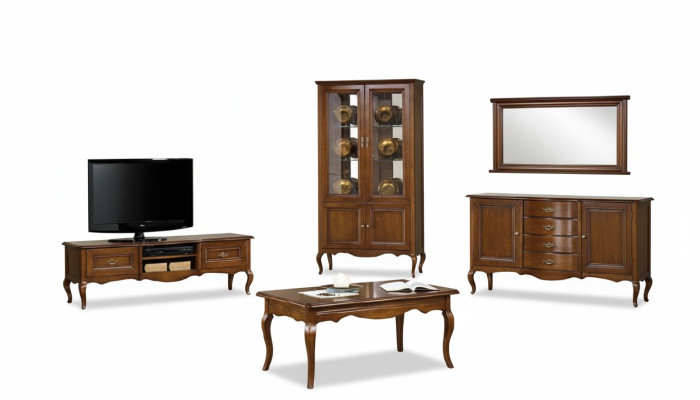 Set de salon Vitrine Meuble télé Table basse Commode Mobilier de style italien classique
